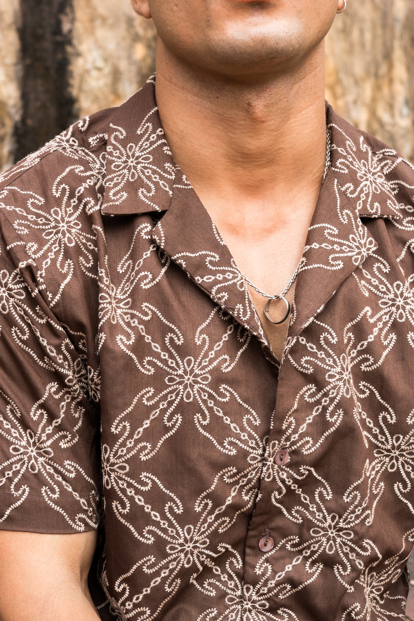 Brown embroidered shirt