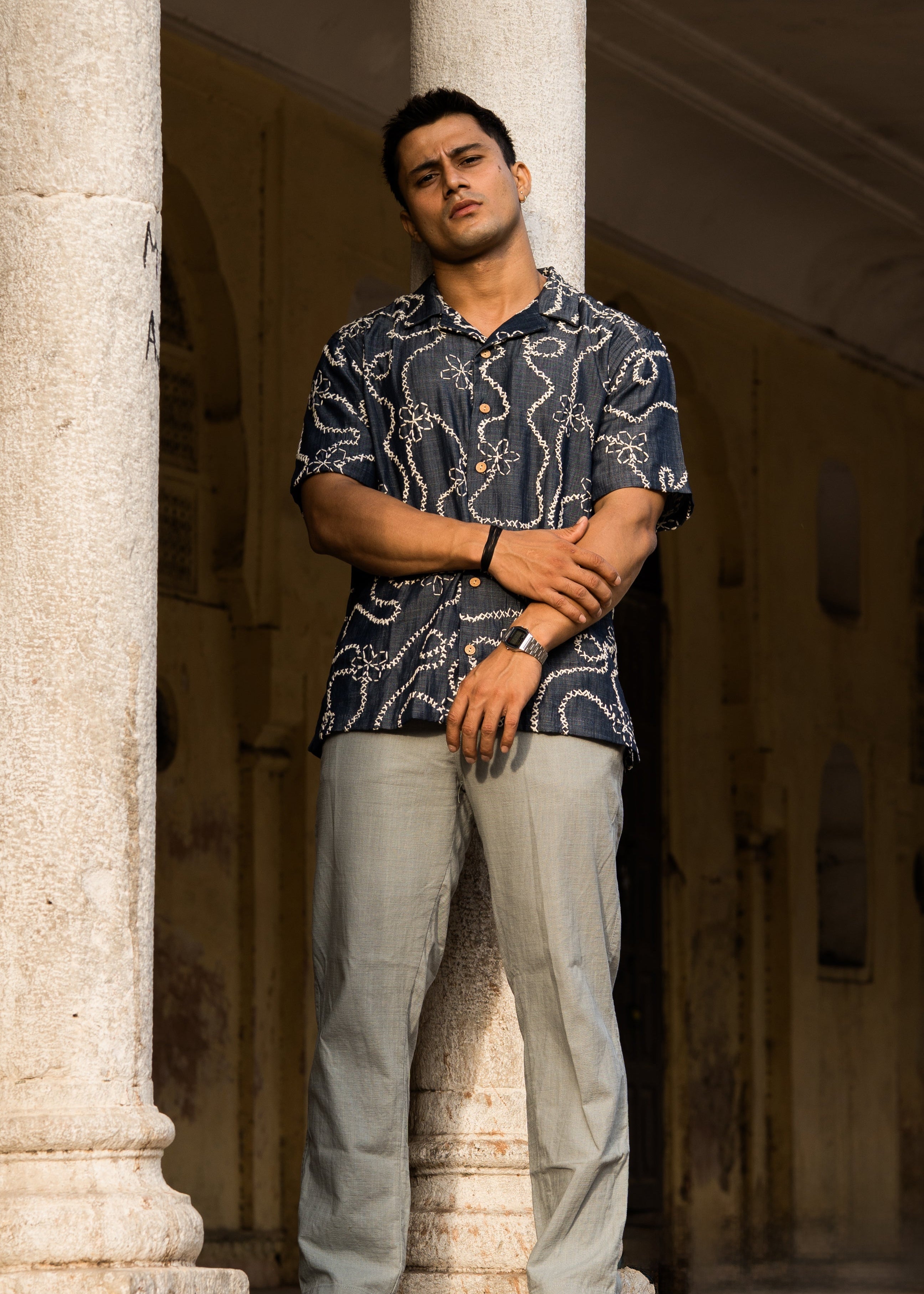 Denim Embroidery shirt